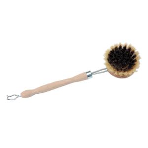 Brosse à vaisselle en fibre agave, laiton  et bois